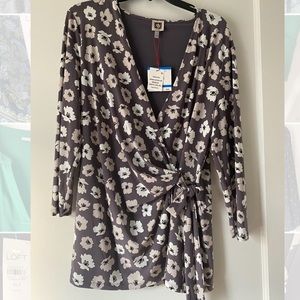 Brand New Anne Klein Floral Faux Wrap too -XL